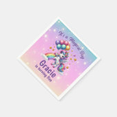 Niedliche Einhorn Girls Geburtstag Serviette (Ecke)