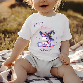 Niedliche Einhorn-Girls Halloween mit Namen Baby T-shirt