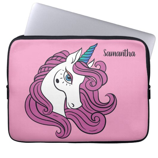 Niedliche Einhorn-individuelle Name- und Farb-Lapt Laptopschutzhülle (Vorderseite)