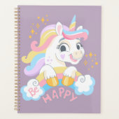 Niedliche Einhorn ist glücklich Planer (Vorderseite)