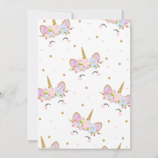 Niedliche Einhorn-Kinderdusche Einladung Mädchen (Rückseite)