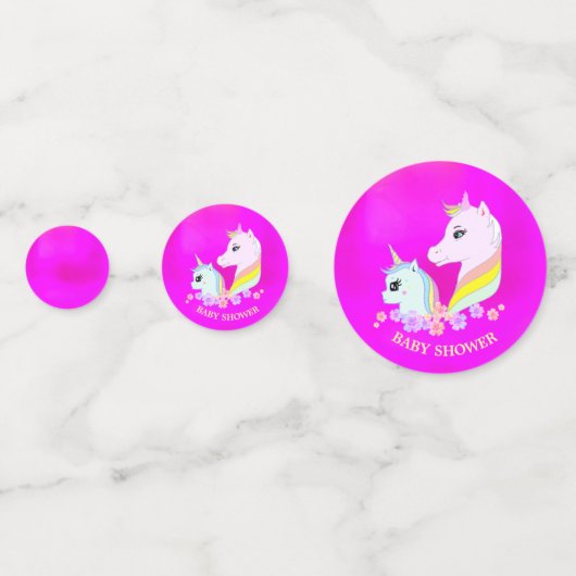 Niedliche Einhorn-Kinderdusche Konfetti (Rückseiten)