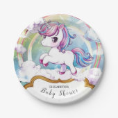 Niedliche Einhorn-Kinderdusche Pappteller (Vorderseite)