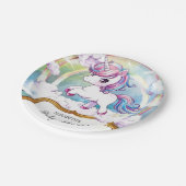 Niedliche Einhorn-Kinderdusche Pappteller (Schrägansicht)