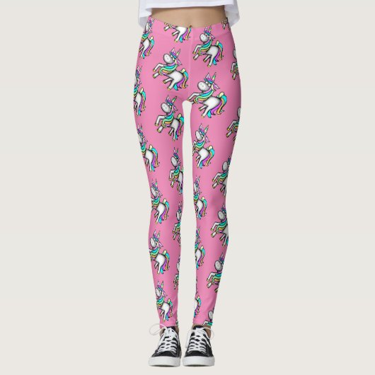 Niedliche Einhorn-Leggings rosa Leggings (Vorderseite)