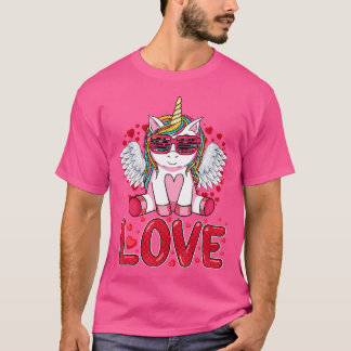 Niedliche Einhorn-Liebe Herz Valentinstag Girl's T-Shirt