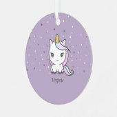 Niedliche Einhorn-Lila Ornament (Vorderseite links)