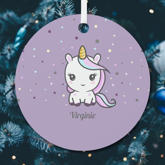 Niedliche Einhorn-Lila Ornament Aus Metall