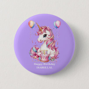 Niedliche Einhorn magische Prinzessin Geburtstagsk Button