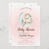 Niedliche Einhorn Moon Stars Kinderdusche Einladun Einladung (Vorne/Hinten)