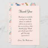 Niedliche Einhorn Rainbow Baby Dusche Dankeskarte (Vorne/Hinten)