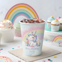 Niedliche Einhorn Rainbow Birthday Party Paper Cup