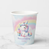 Niedliche Einhorn Rainbow Birthday Party Paper Cup Pappbecher (Vorderseite)