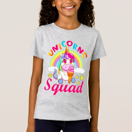 Niedliche Einhorn Rainbow Eiscreme Girls T-Shirt (Vorderseite)