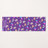 Niedliche Einhorn-Regenbogenkinder Monogram Geburt Yogamatte (Vorderseite (Horizontal))