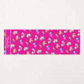 Niedliche Einhorn-Regenbogenkinder Monogram Geburt Yogamatte (Vorderseite (Horizontal))