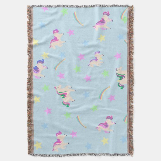 Niedliche Einhorn-Regenbogensterne nahtlos Muster Decke (Vorderseite Vertikal)