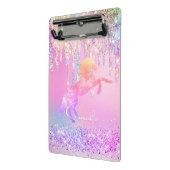 Niedliche Einhorn-Rosa Glitzer Regenbogen-Tropfen Mini Klemmbrett (Gewinkelt2)