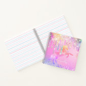 Niedliche Einhorn-Rosa Glitzer Regenbogen-Tropfen Notizblock (Innenseite)