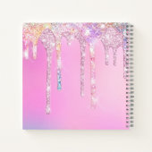 Niedliche Einhorn-Rosa Glitzer Regenbogen-Tropfen Notizblock (Rückseite)