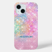 niedliche Einhorn-Rosa-Imitat Glitzer Kristall Mon Case-Mate iPhone Hülle (Rückseite)