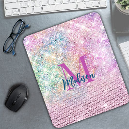 niedliche Einhorn-Rosa-Imitat Glitzer Kristall Mon Mousepad