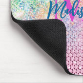 niedliche Einhorn-Rosa-Imitat Glitzer Kristall Mon Mousepad (Ecke)