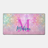 niedliche Einhorn-Rosa-Imitat Glitzer Kristall Mon Schreibtischunterlage (Vorderseite)