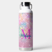 niedliche Einhorn-Rosa-Imitat Glitzer Kristall Mon Trinkflasche (Vorderseite)