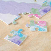 Niedliche Einhorn-Rosa- und Lila Blütengolddoten N Puzzle (Seite)