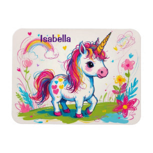 Niedliche Einhorn-Skripte mit Namenskindern Magnet