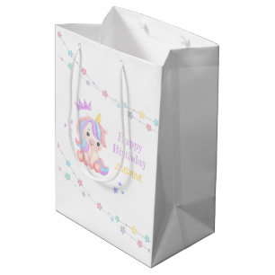 Niedliche Einhorn Stars Banner Fantasy Geburtstag Mittlere Geschenktüte