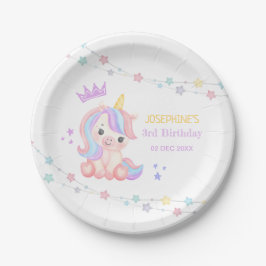 Niedliche Einhorn Stars Banner Fantasy Geburtstag Pappteller