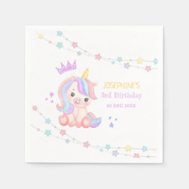 Niedliche Einhorn Stars Banner Fantasy Geburtstag Serviette