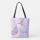Niedliche Einhorn-Sterne-Glitzer Lila Tasche (Rückseite)
