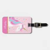 Niedliche Einhorn Sterne Glitzer Rosa Gepäckanhänger (Vorderseite horizontal)