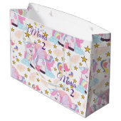 Niedliche Einhorn Sterne Magischer Individuelle Na Große Geschenktüte (Rückseite Schrägansicht)
