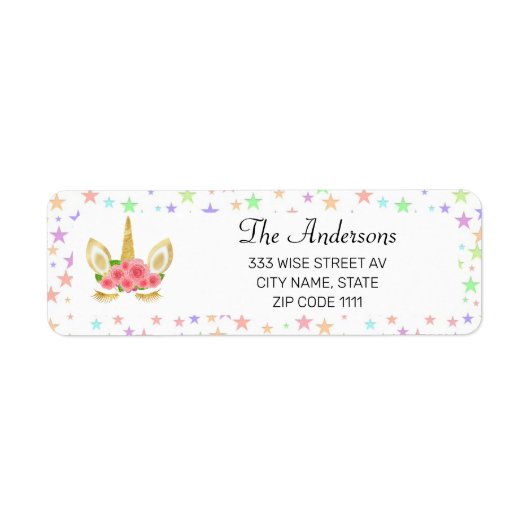 Niedliche Einhorn- und Farbsterne auf Weiß (Vorne)