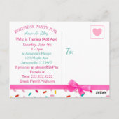 Niedliche Einhorn- und Rosafarbensprinkles Geburts Postkarte (Rückseite)