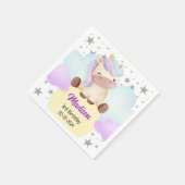 Niedliche Einhorn- und Silberstars Geburtstag Serviette (Ecke)