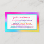 Niedliche Einhorn-Visitenkarte Visitenkarte (Rückseite)