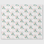 Niedliche Einhorn Weihnachtsbaum Kindername Liebe Geschenkpapier (Flach)