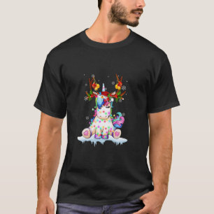 Niedliche Einhorn Weihnachtsleuchten Reindee Pajam T-Shirt