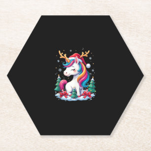 Niedliche Einhorn Weihnachtsmädchen Kinder Weihnac Untersetzer