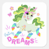 Niedliche Einhornabbildung #2 Quadratischer Aufkleber (Vorderseite)