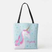 Niedliche Einhornbahn Glitzer Aqua Tasche (Rückseite)