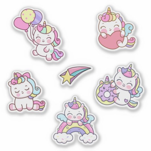 Niedliche Einhörner Aufkleber (Vorderseite)