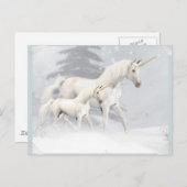 Niedliche Einhörner im Schnee 1 Postkarte (Vorne/Hinten)