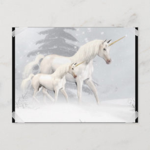 Niedliche Einhörner im Schnee 1 Postkarte