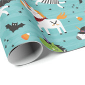 Niedliche Einhörner in Halloween-Kostümen Geschenkpapier (Rolleneckpunkt)